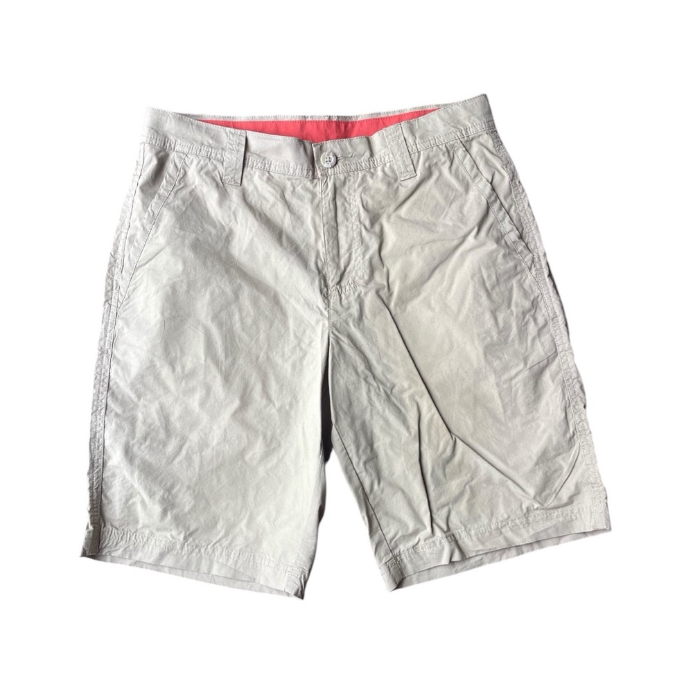 Columbia Outdoor Bermuda Beach Khaki Tan Cotton Shorts Hiking Mens Size 30 x 10